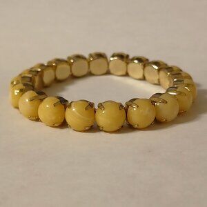 Women's Gold Tone Yellow Swirl Detail Bead Elegant Boho Stretch Bracelet